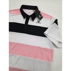 NWT CHUCO GOLF Equus Pink white Black rugby style SS polo size XL skull logo